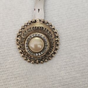 Vintage Dress-clip with Faux Pearl and Rhinestone